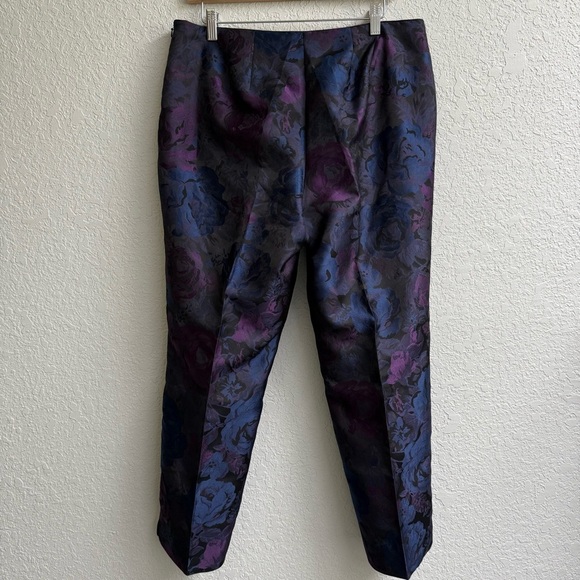 NWT Talbots Cocktail Pants Floral Jacquard Cropped Flat Front Evening Size 12P - Picture 3 of 15